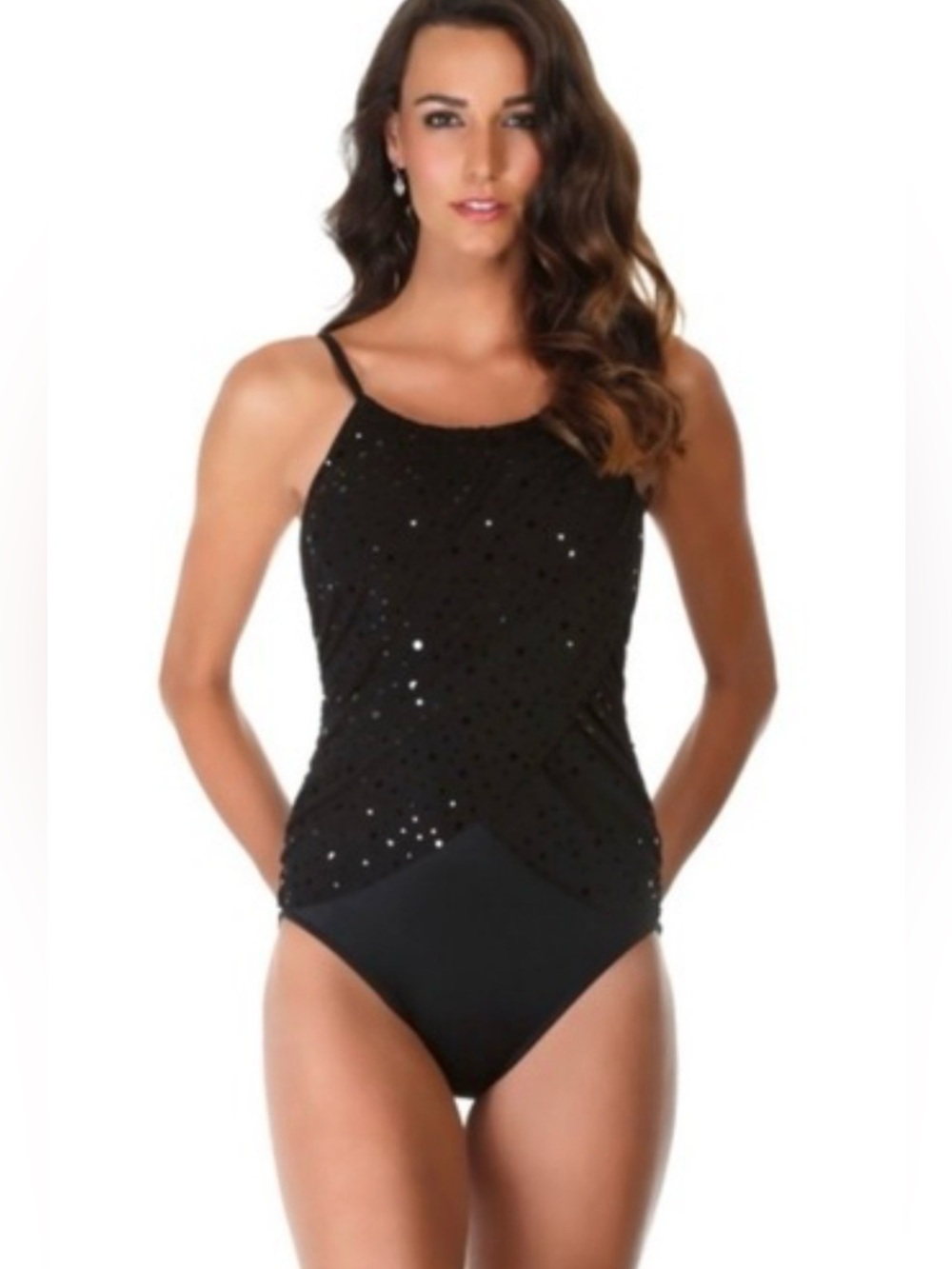 Magicsuit • Black Sparkle Ruched One Piece Swimsuit • Size 12